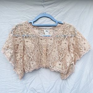 Free People Lace Open Sleeve Crop Top